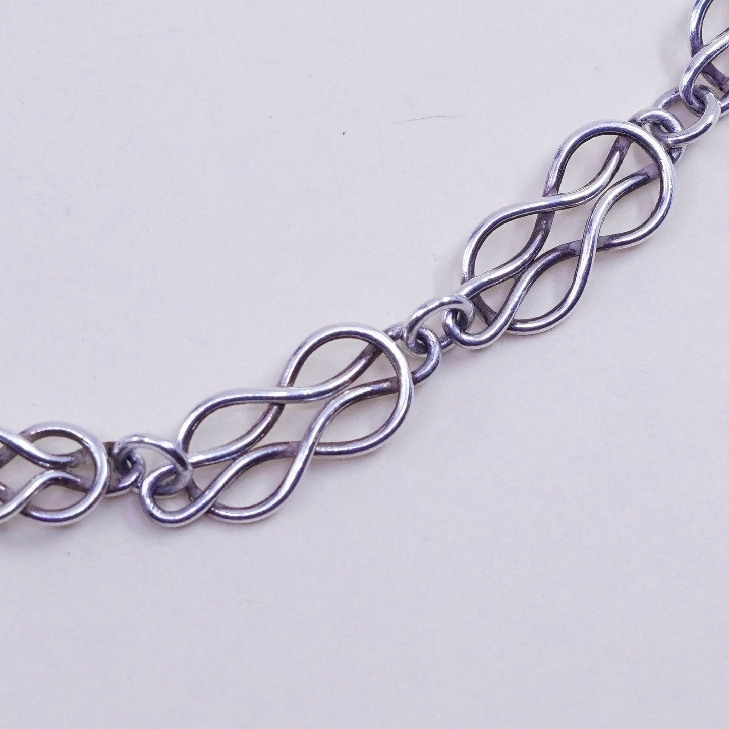 21”, 9mm, Vintage sterling silver entwined link chain, Italy 925 necklace