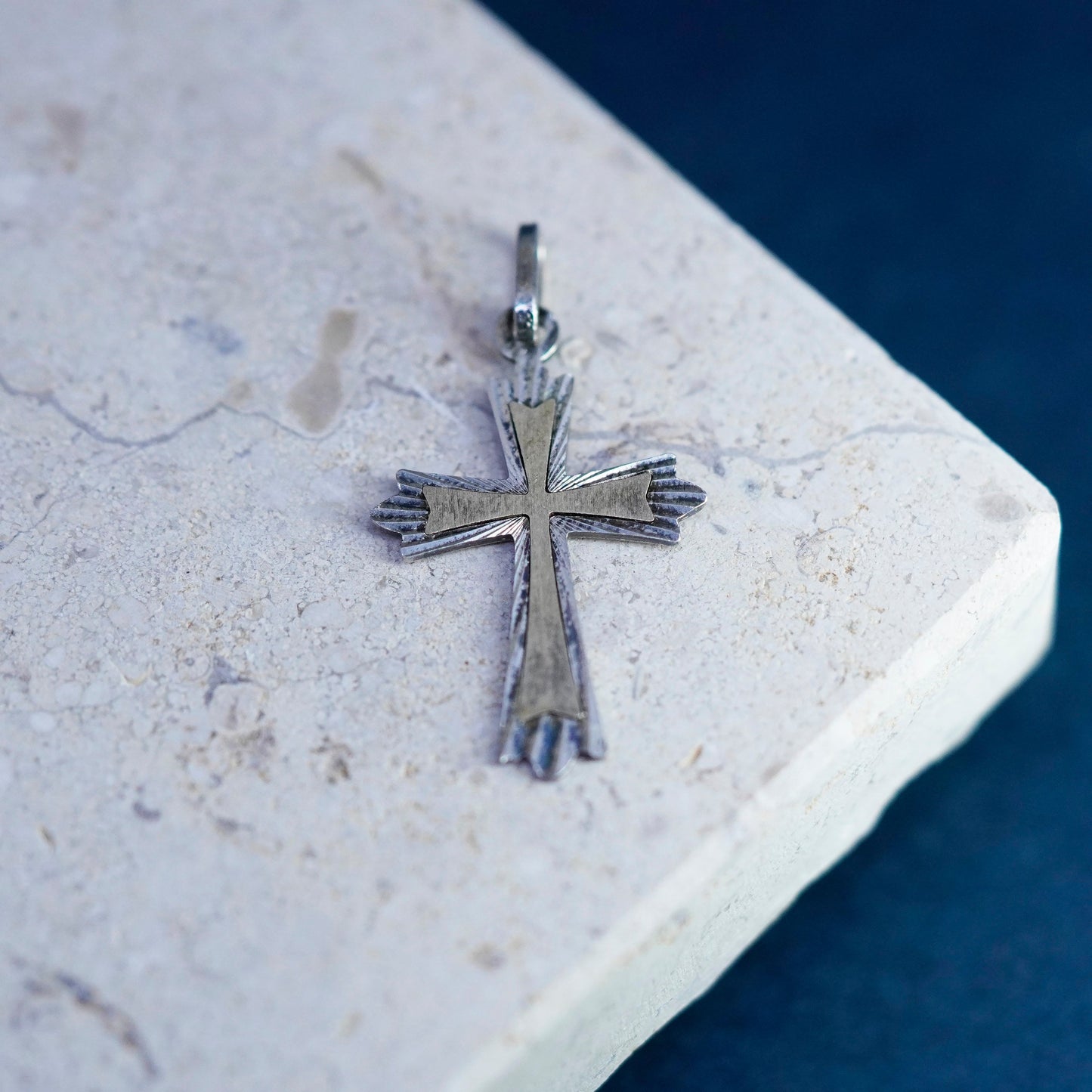 Vintage two tone Sterling silver Handmade charm, 925 cross pendant