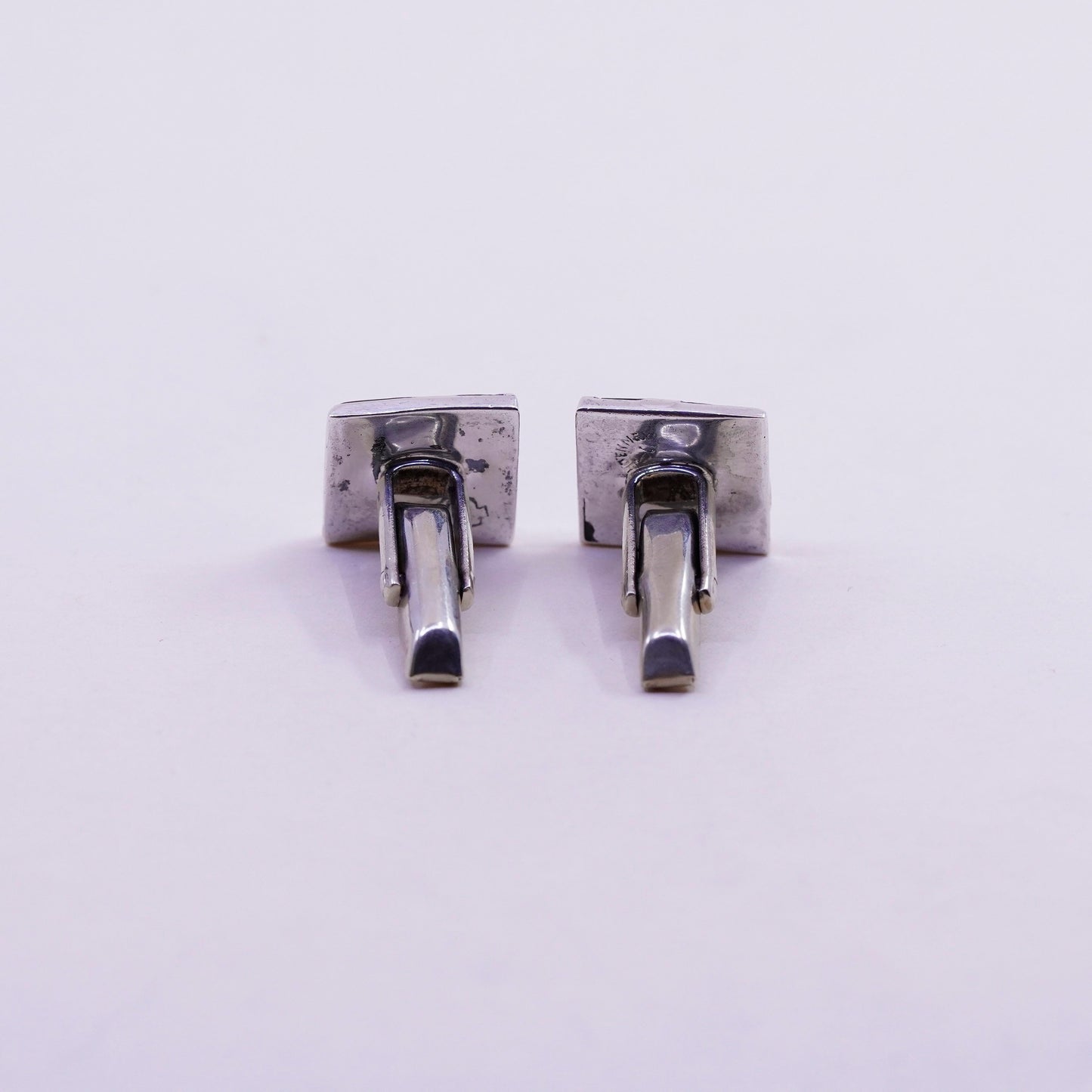 Vintage sterling silver handmade cuff link, 925 square cufflink with abalone