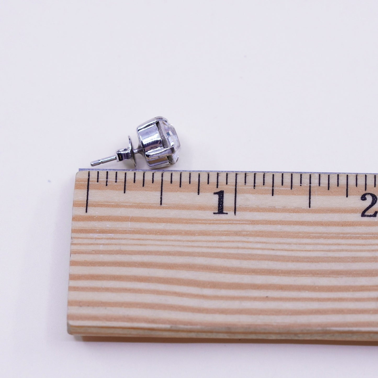 7mm, Vintage sterling 925 silver cz studs, fashion minimalist earrings