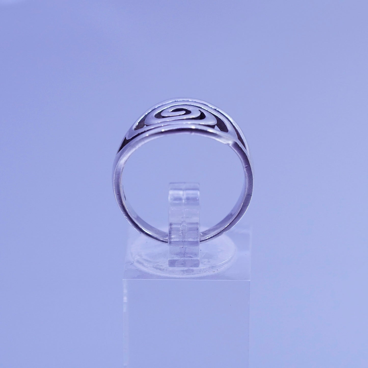 Size 8, vintage Sterling 925 silver handmade ring, filigree swirly band