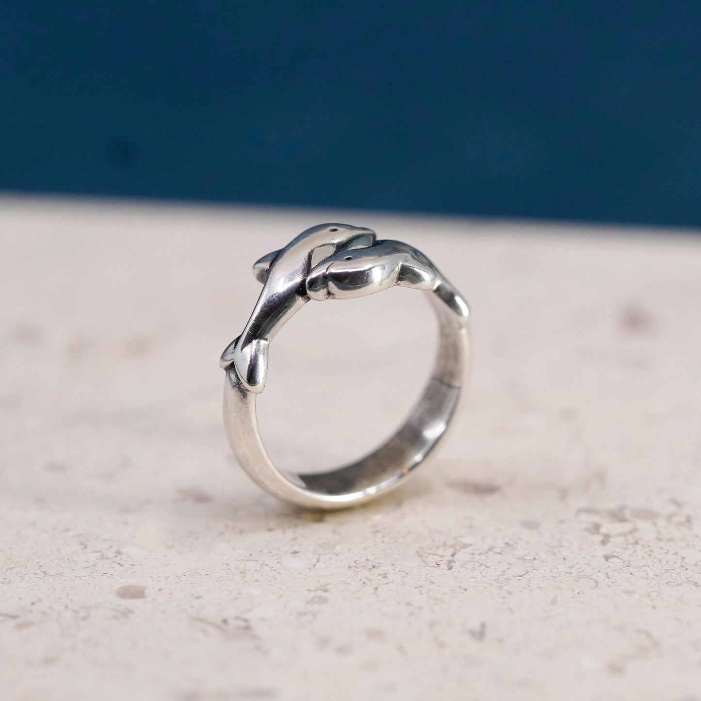 Size 6.5, retired James Avery sterling silver handmade ring, 925 dolphin band