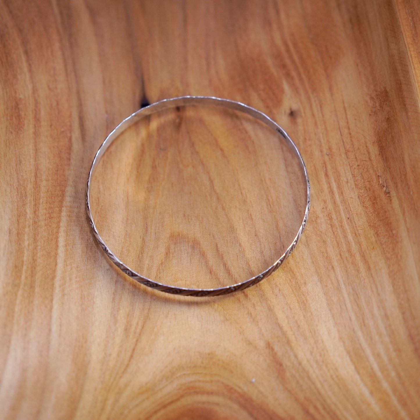 8”, Vintage Danecraft Sterling silver handmade bracelet, 925 textured bangle