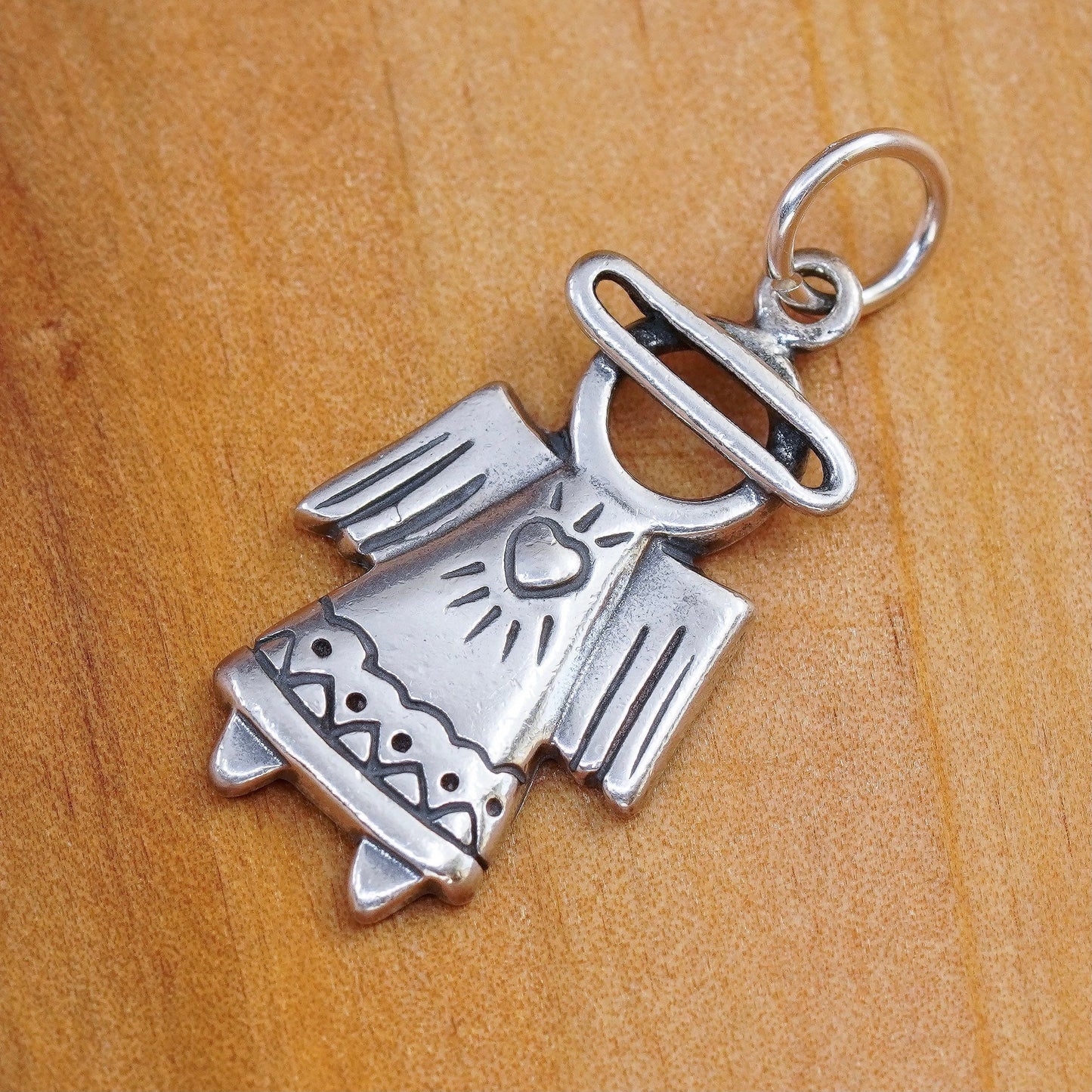 Vintage shube Sterling silver handmade pendant, 925 angel charm