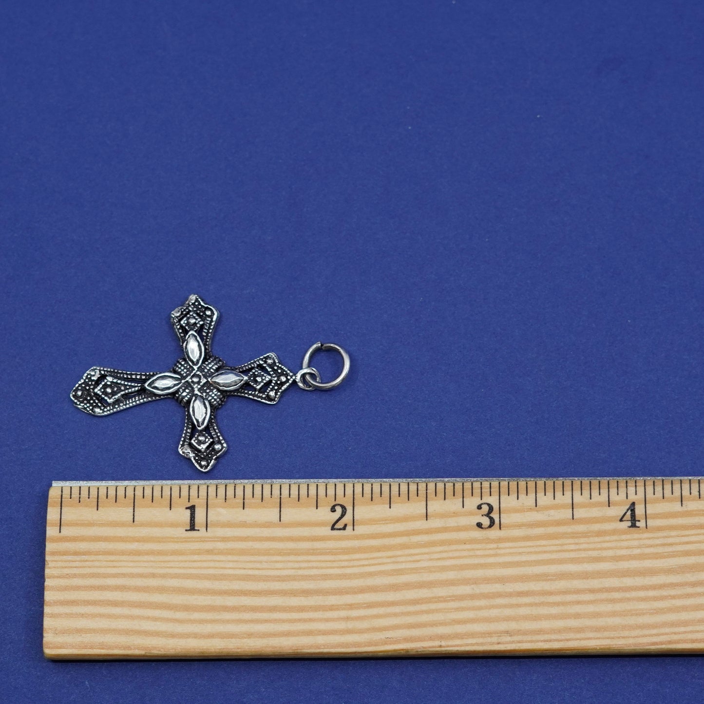 Vintage Sterling silver handmade pendant, 925 bali cross charm