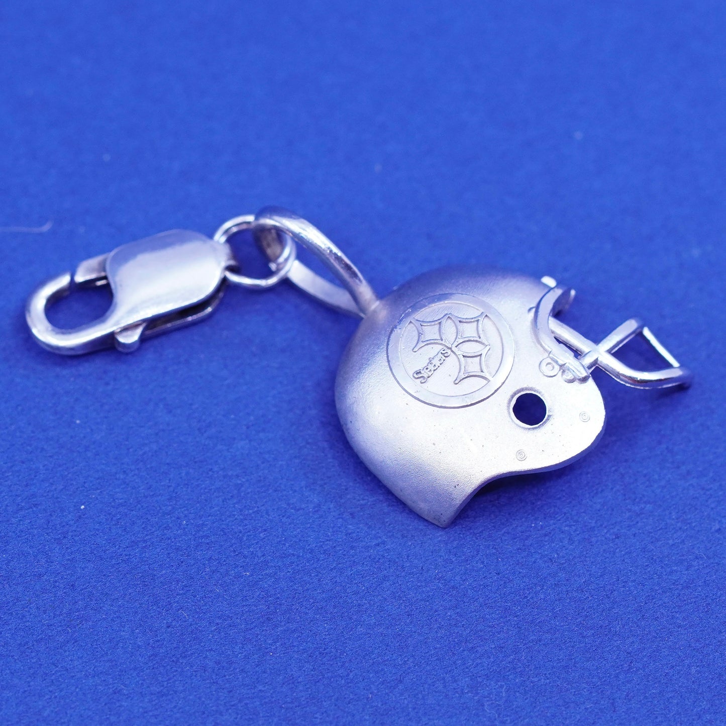Vintage Sterling silver handmade pendant, 925 football helmet