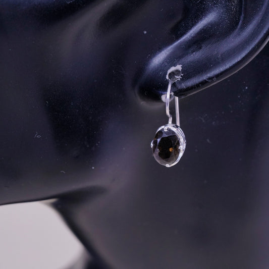 Vintage Sterling 925 silver handmade earrings with smoky topaz beads