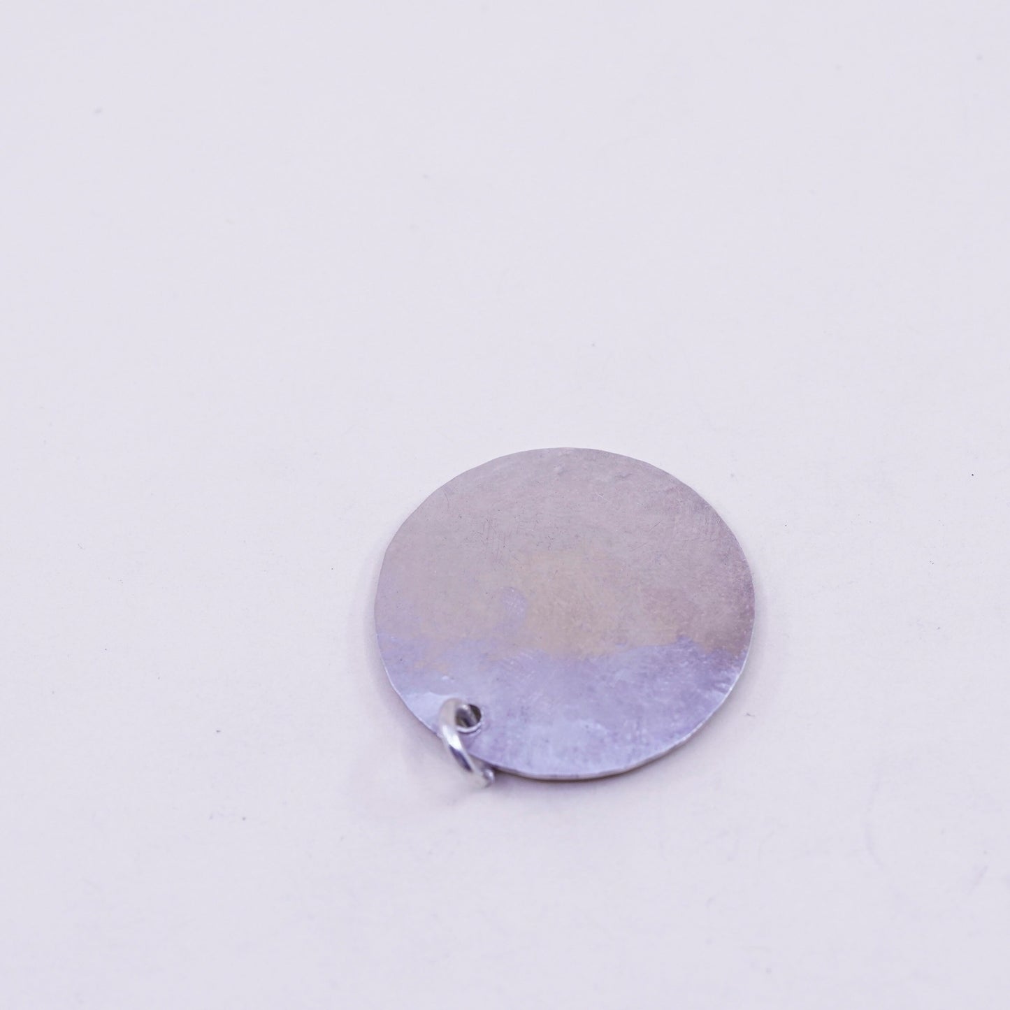 sterling silver handmade pendant, huge 925 hammered circle monogram “GFG”