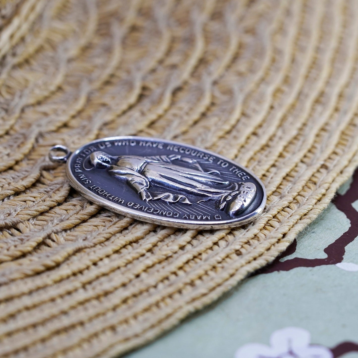 Sterling silver pendant, 925 Virgin Mary “conceived without sin pray for us