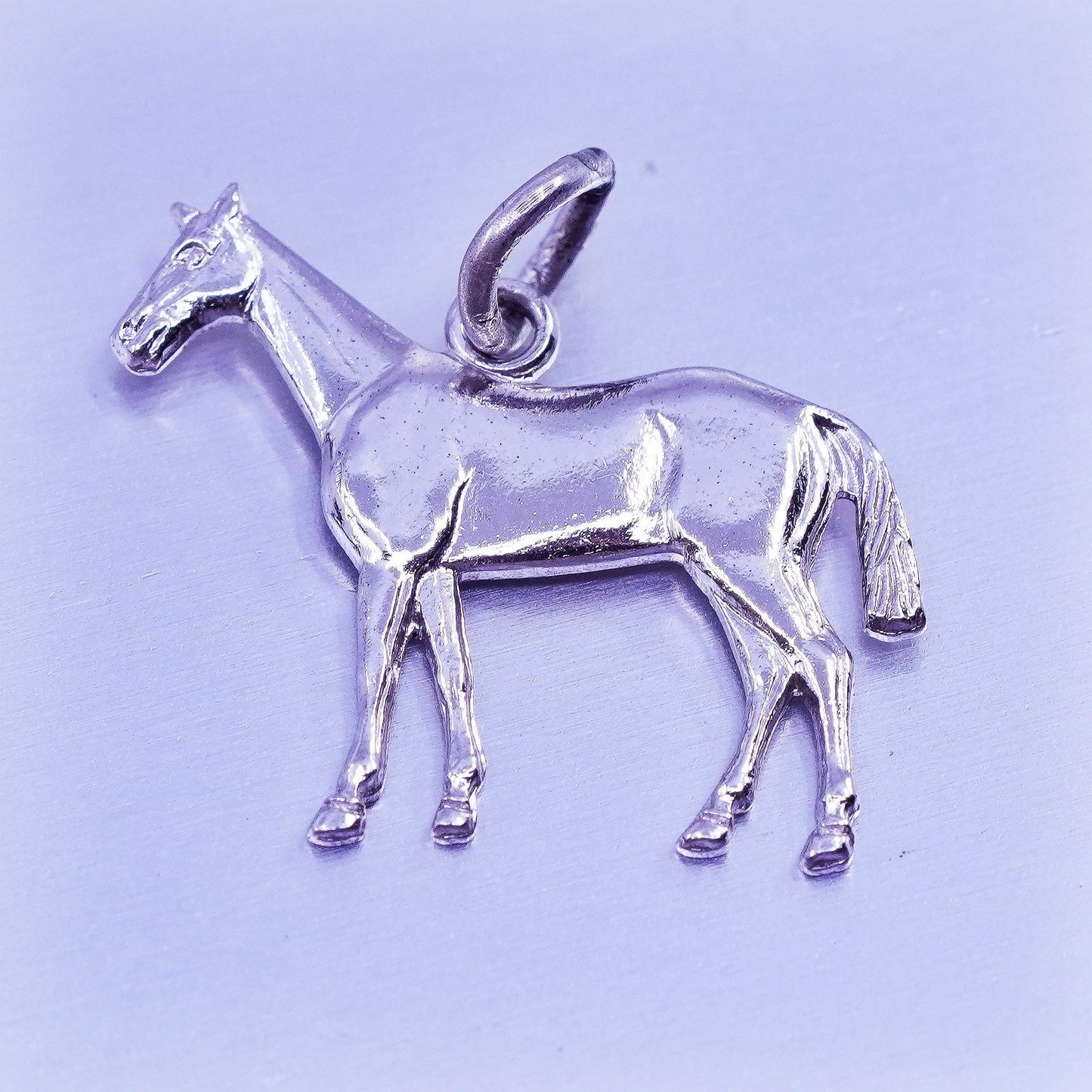 Antique Sterling silver handmade simple 925 horse charm pendant