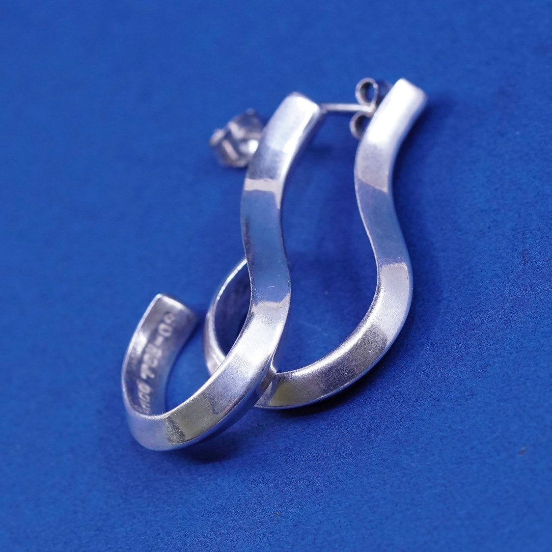 vtg modern minimalist sterling silver handmade earrings, mexico 925 hook drops