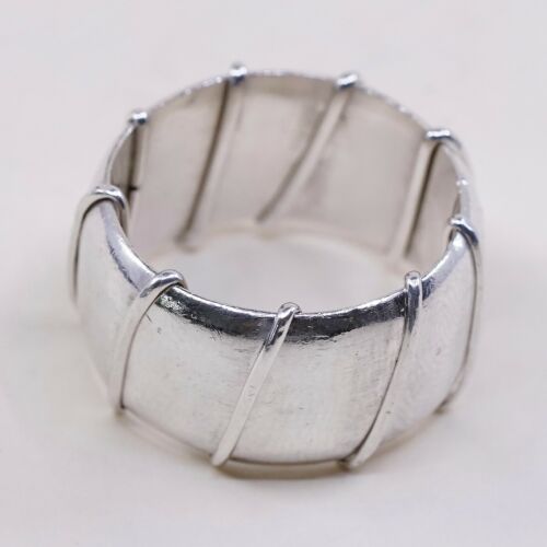 Size 7.25, Vtg Sterling Silver Handmade Ring 925 Wide Band w/ Cable Around