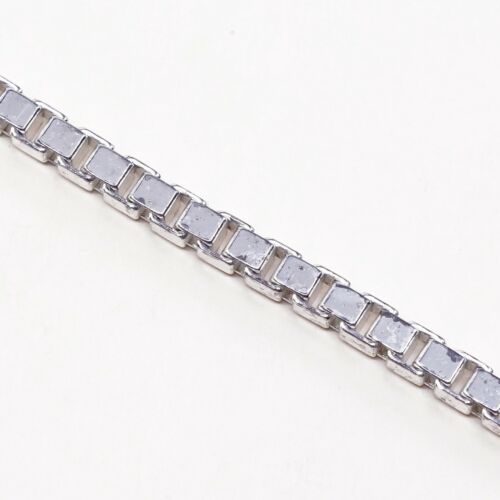 7.5”, 5mm, Vtg Sterling Silver bracelet, 925 Italy Solid Box chain, Stamped 925