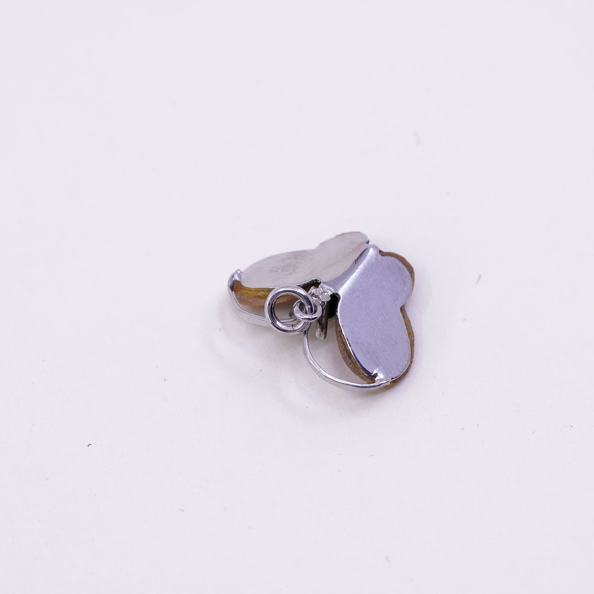 Vintage sterling silver butterfly with golden tiger eye, 925 handmade pendant