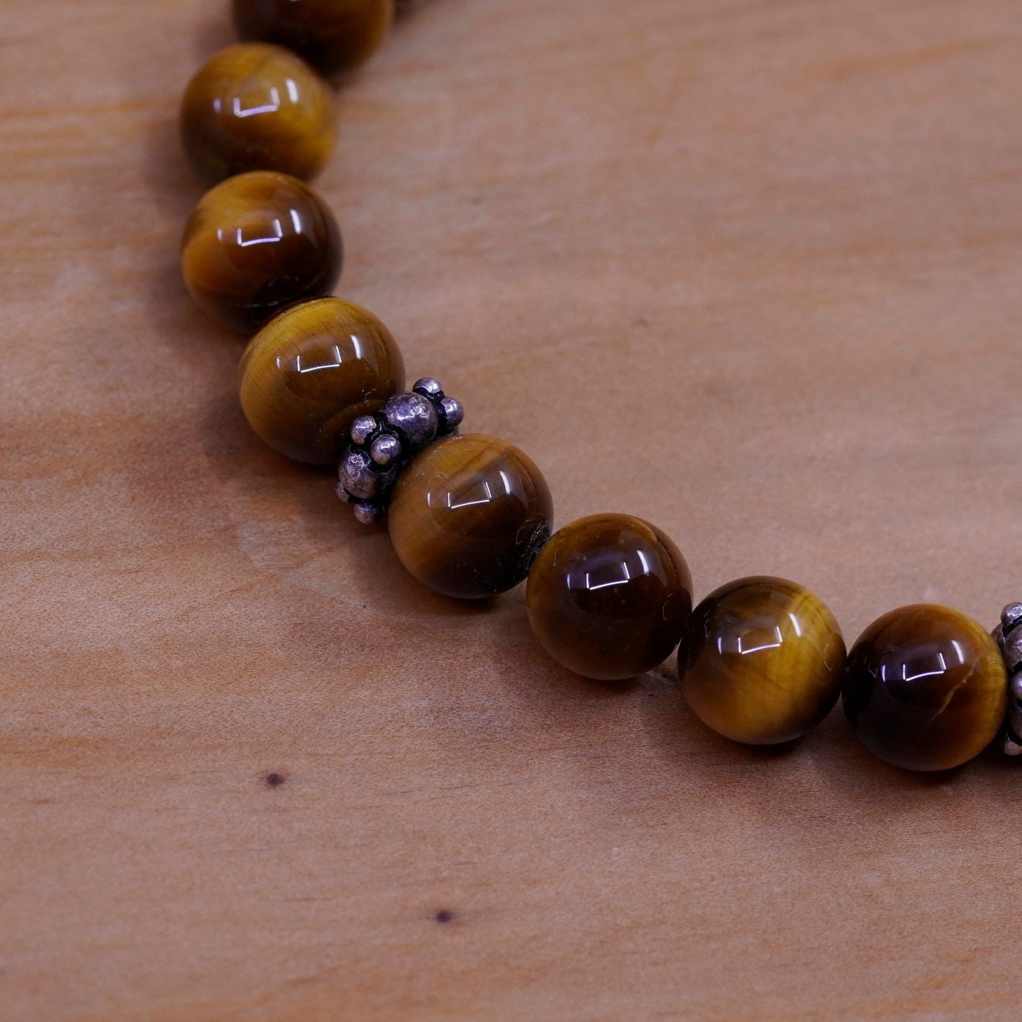 7”, Sterling silver handmade bracelet, Golden tiger eye beads with 925 clasp