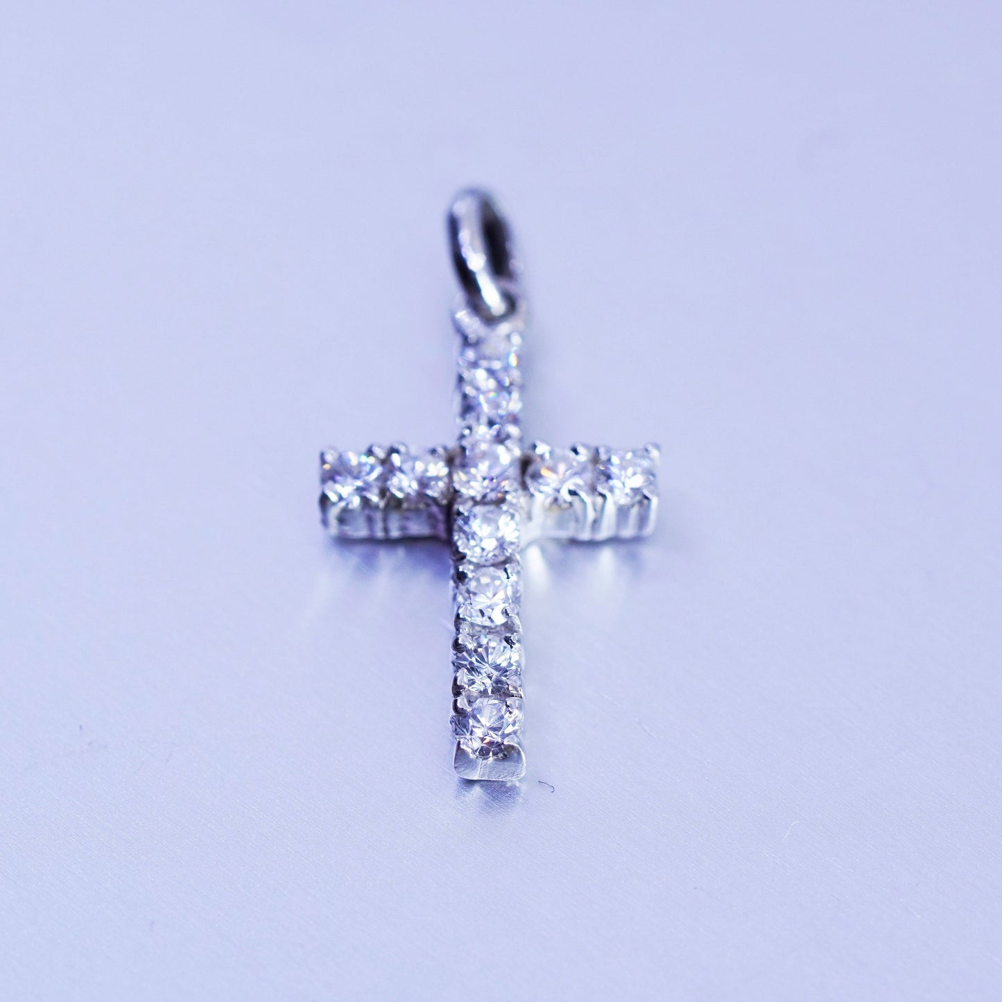 antique sterling 925 silver cross pendant with Cz