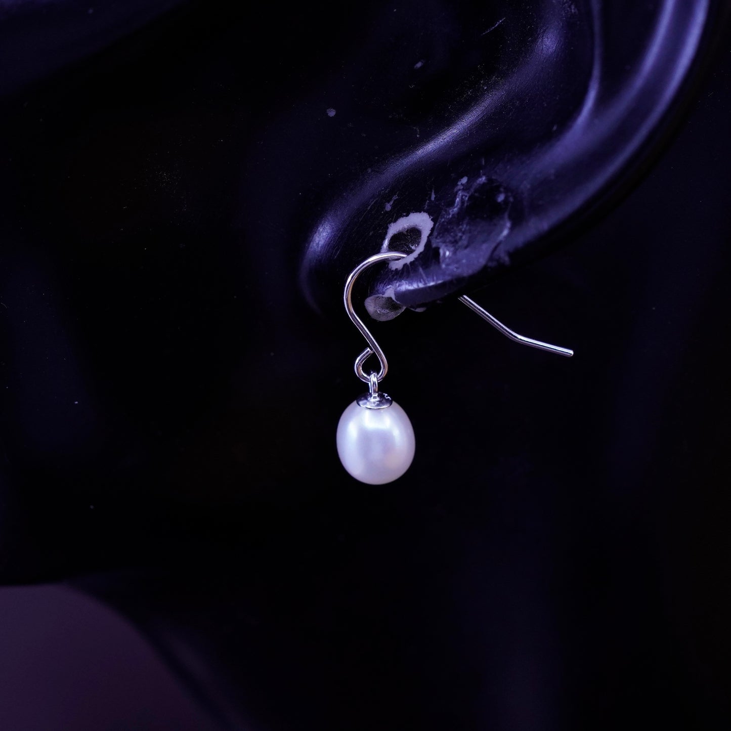 Vintage Sterling 925 silver handmade earrings with pearl
