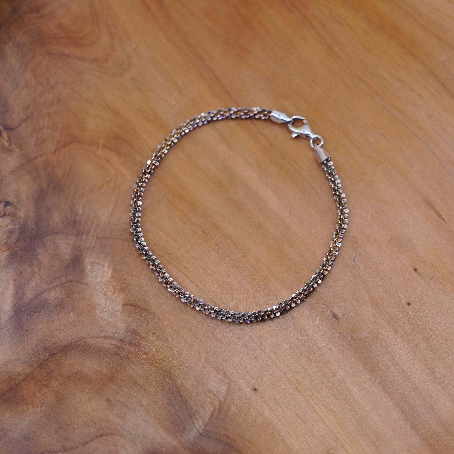 7.75”, vintage Milor Sterling silver twisted bracelet, Italy 925 chain