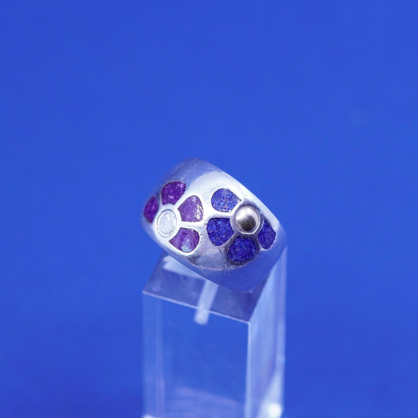 Size 8, Coleman Company Jewelry CCO Sterling 925 silver ring 14K gold sodalite