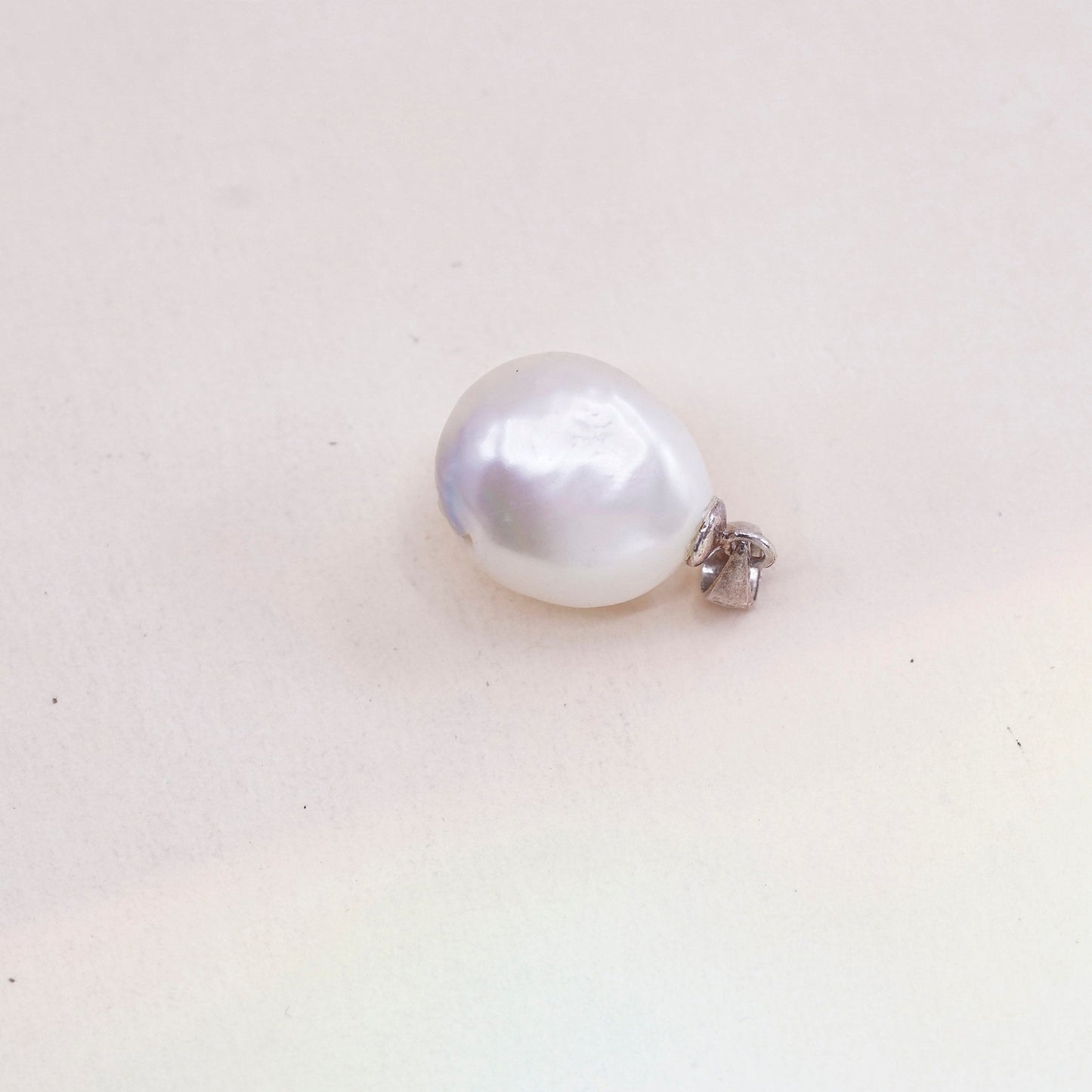 Vintage Sterling silver handmade pendant, solid 925 silver with pearl