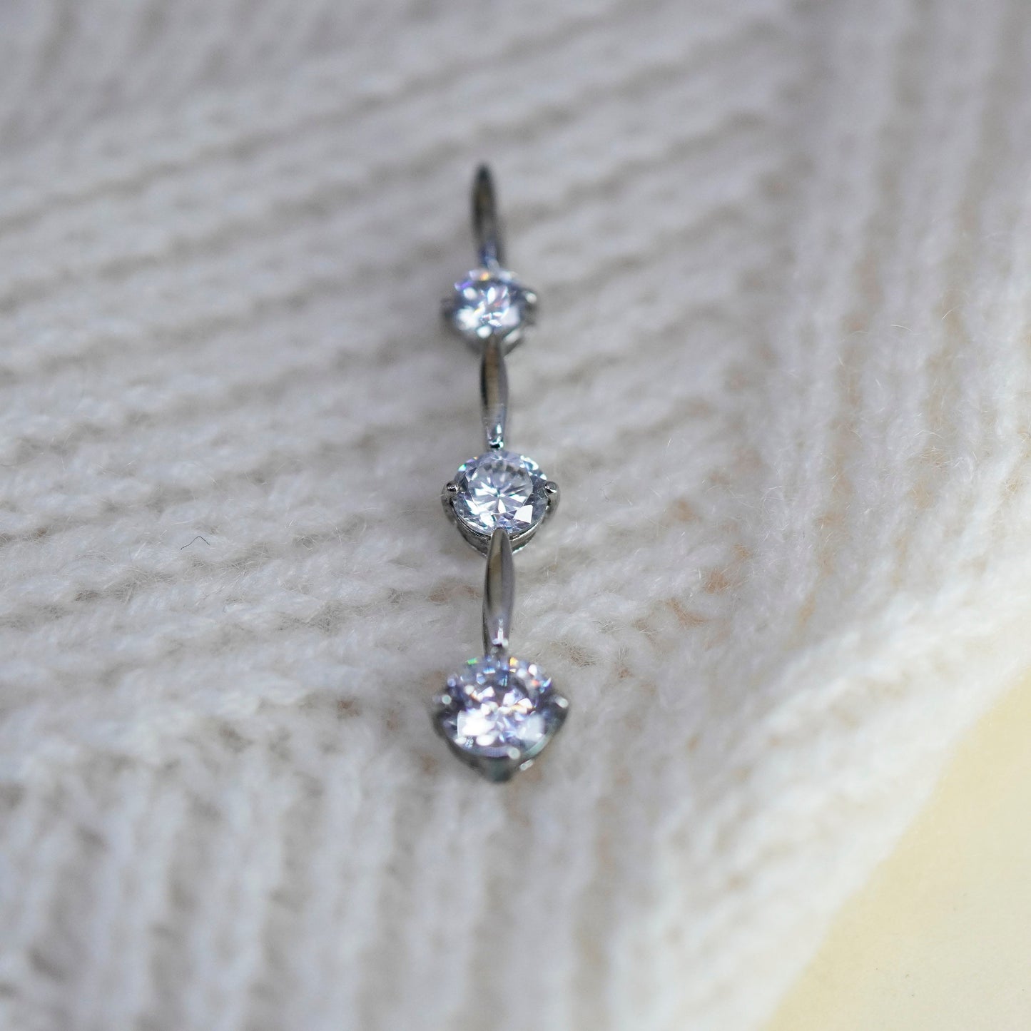 Vintage sterling 925 silver cz crystal bar pendant