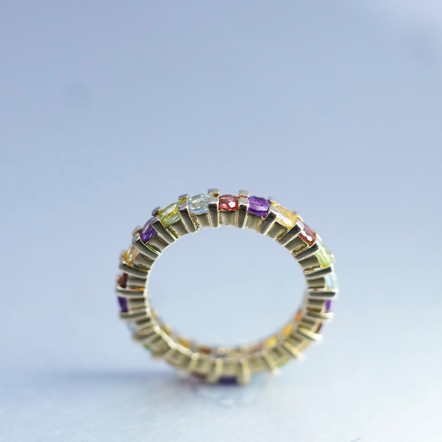 Size 7, vermeil gold over Sterling 925 silver wedding ring citrine peridot band