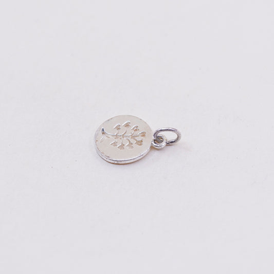 Vintage sterling silver pendant, 925 Filigree tree tag charm