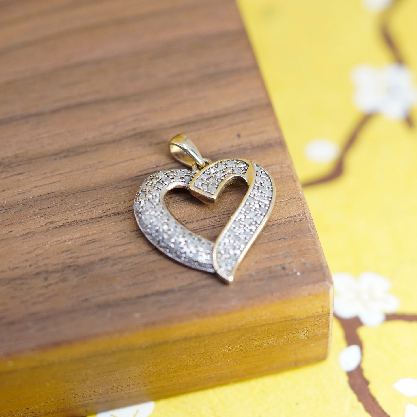DBJ vermeil gold filled sterling silver pendant, fine 925 heart cluster diamond