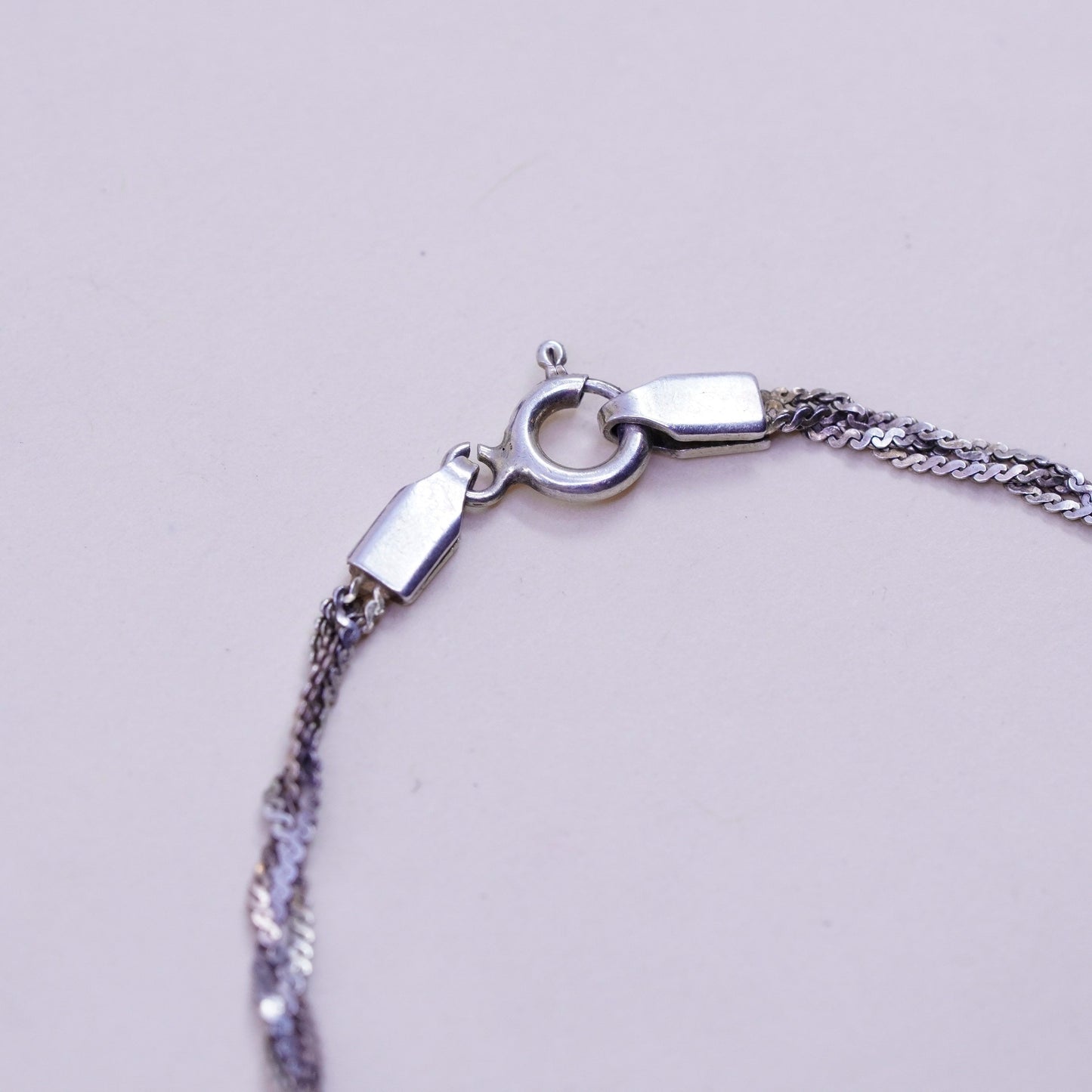 7”, 3mm, Vintage sterling 925 silver s-link chain, woven bracelet
