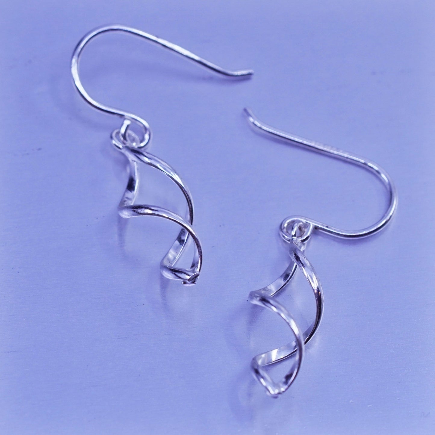Vintage Sterling 925 silver handmade twisted earrings drops
