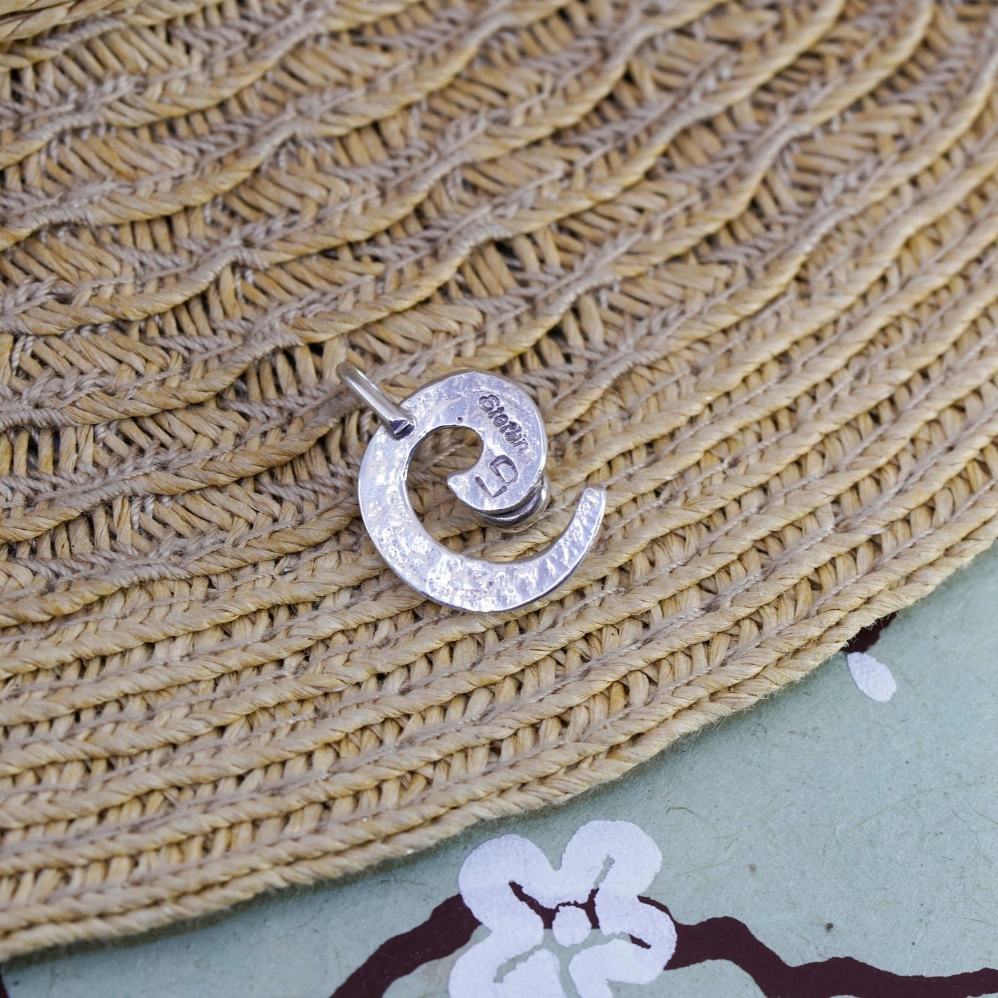 Native American Lowell Draper Sterling 925 silver handmade circle pendant opal