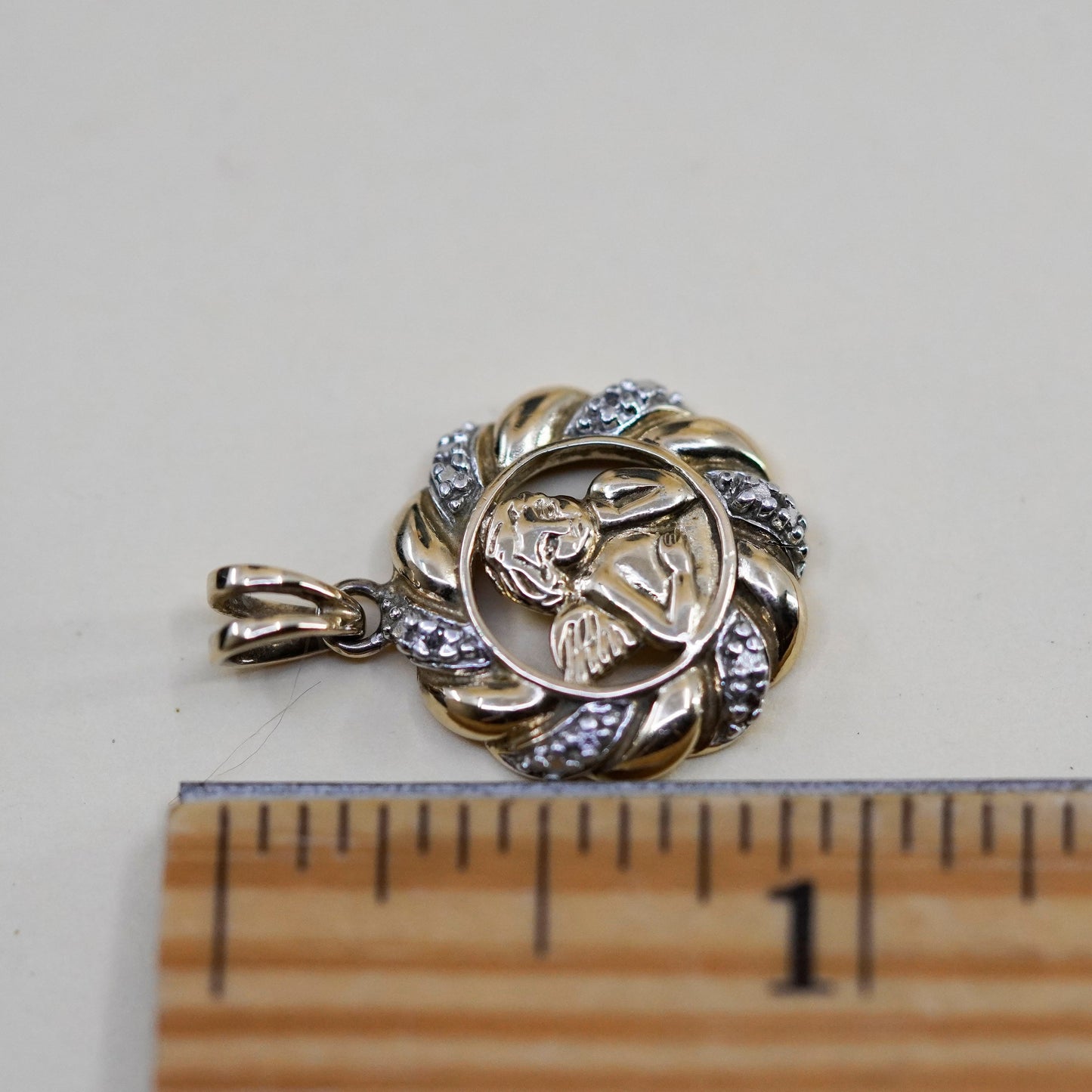 Vintage vermeil gold filled Sterling 925 silver handmade angel pendant
