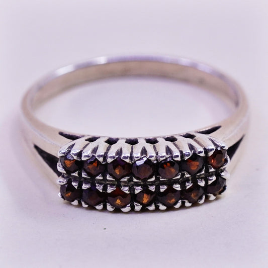 Size 8, vermeil gold over Sterling silver engagement ring 925 band cluster ruby