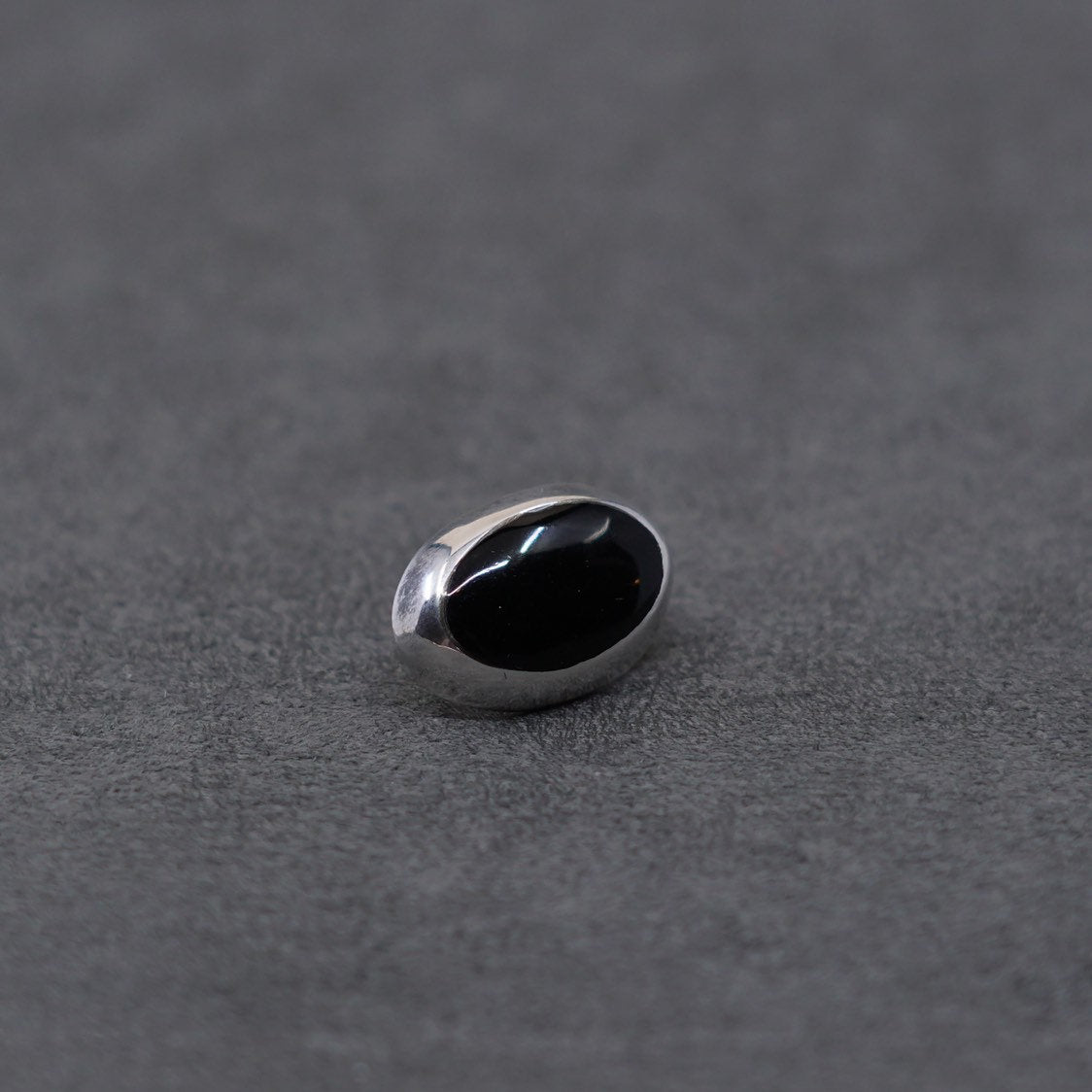 Vintage Sterling silver handmade earrings, 925 w/ oval obsidian studs
