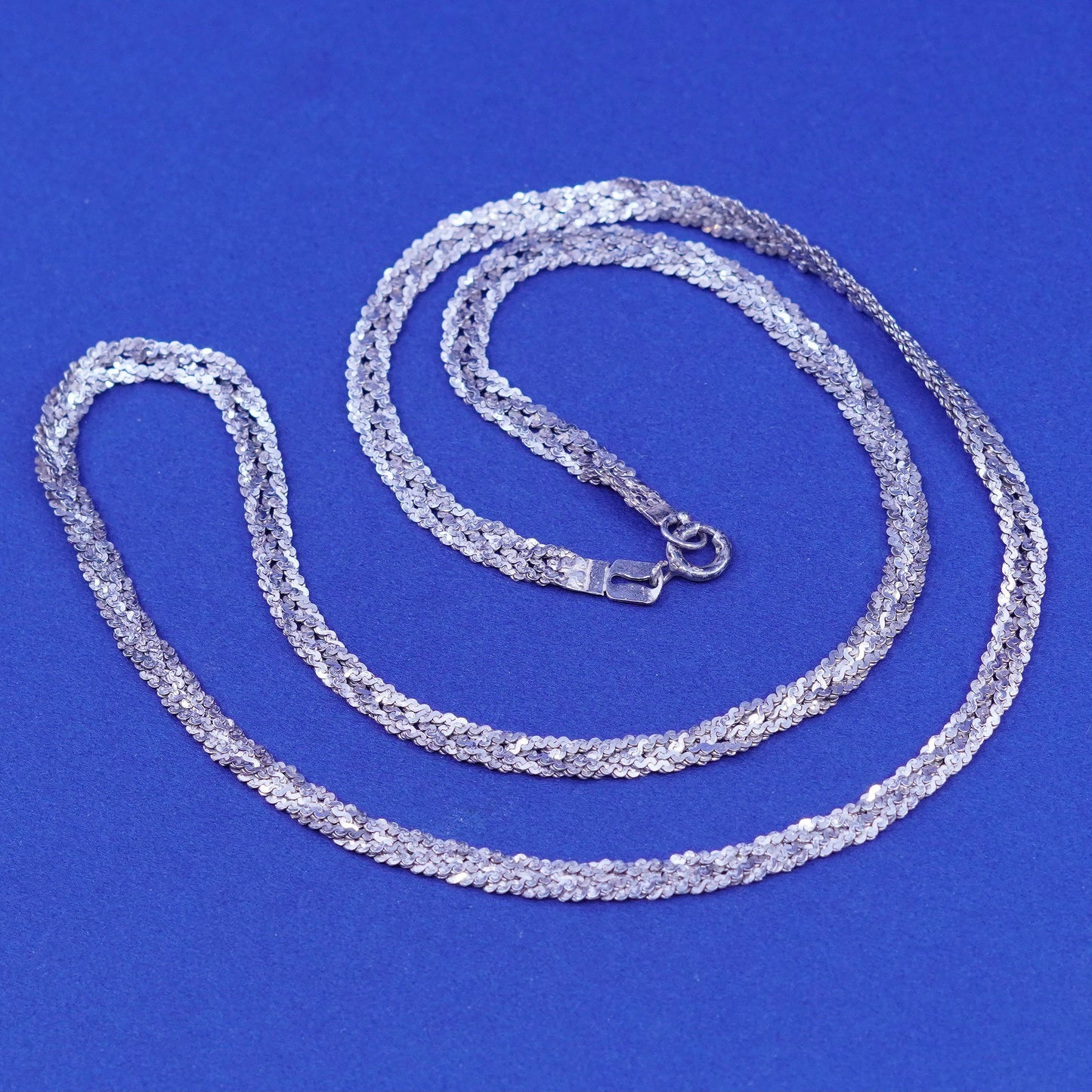 20”, 5mm, vintage Sterling silver handmade necklace, 925 woven s link chain