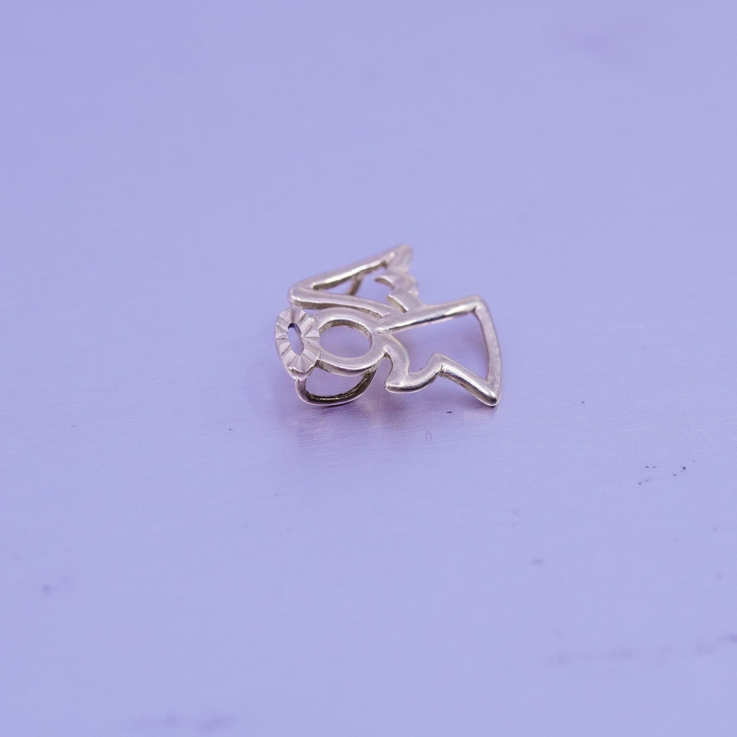 Antique 10K yellow gold handmade charm, tiny Angel pendant