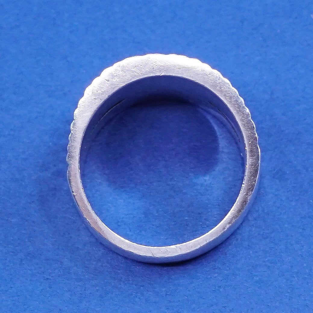 Size 7, vtg Sterling silver handmade ribbed ring, mexico 925 statement band