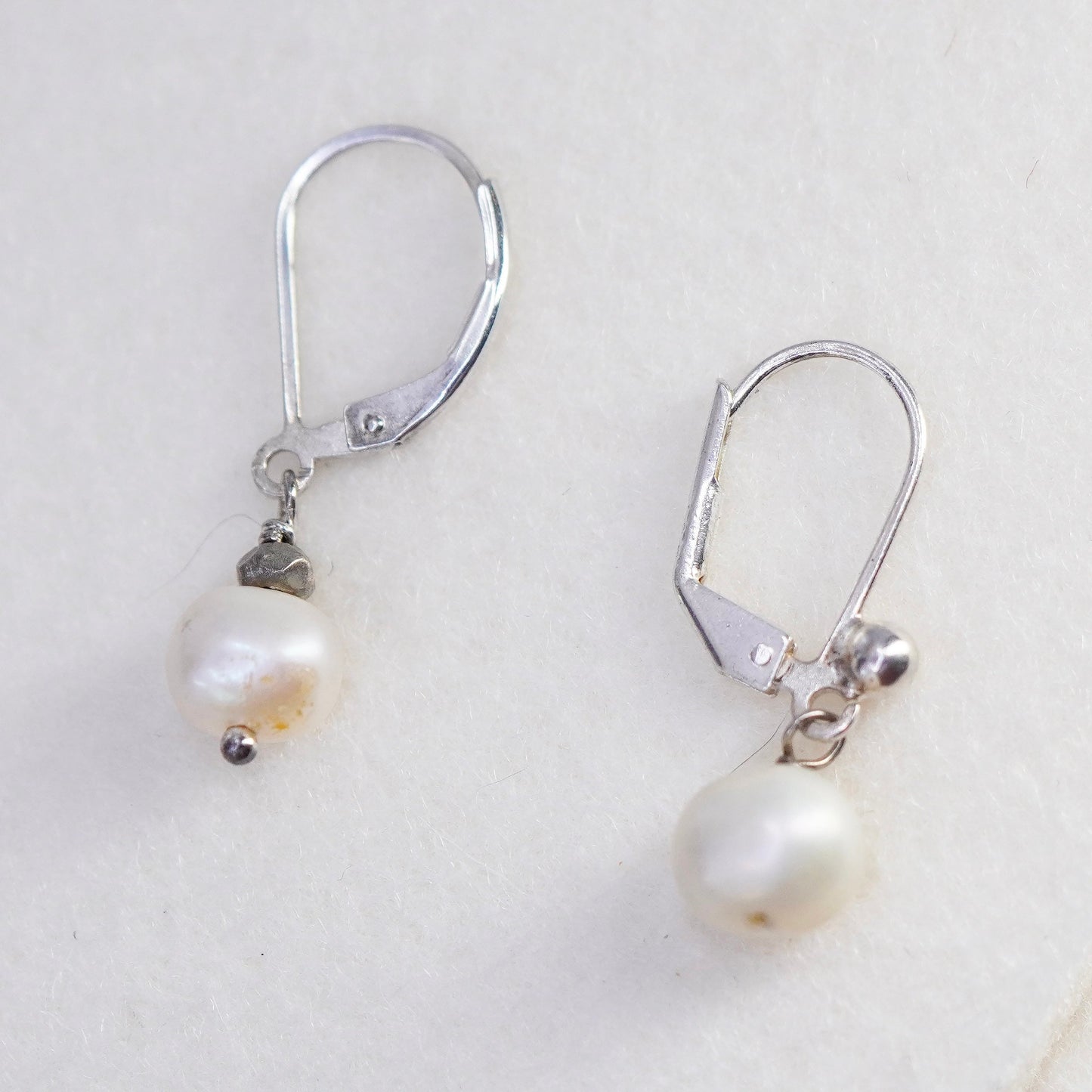 Vintage Sterling 925 silver handmade earrings with freshwater pearl