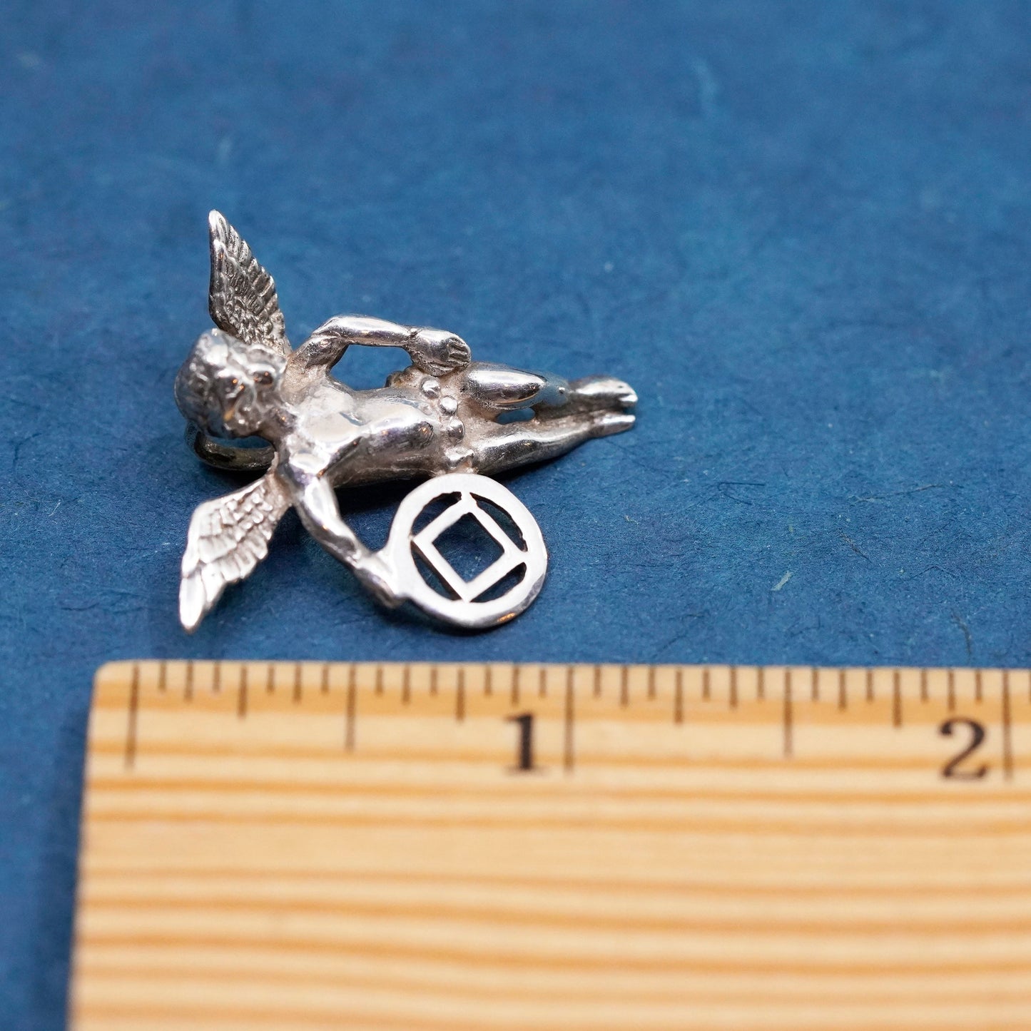 Vintage sterling silver handmade pendant, 925 angel, Jupiter charm