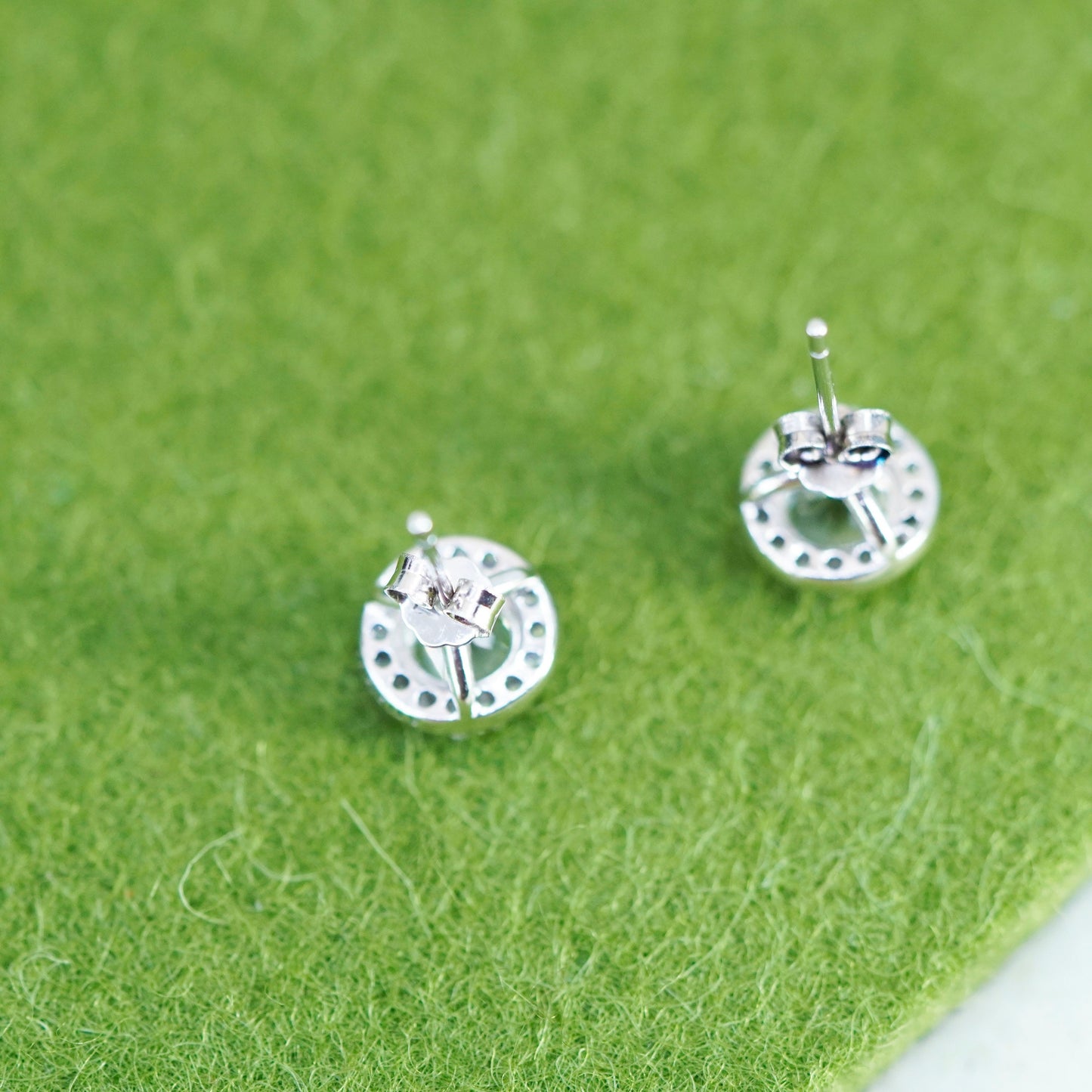10mm, Vintage sterling silver cz studs, fashion minimalist 925 earrings