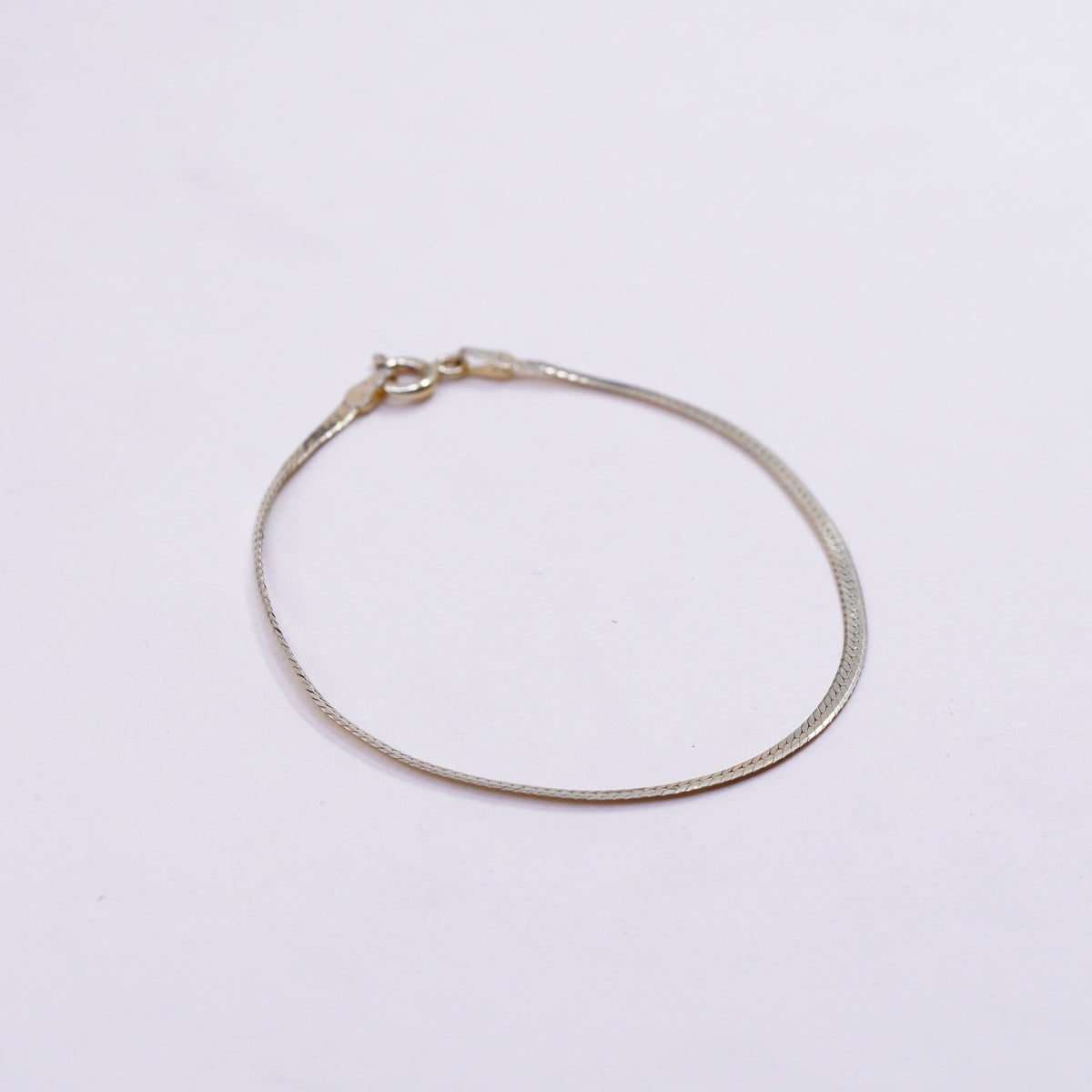 7”, vermeil gold over sterling silver bracelet, Italian 925 herringbone chain