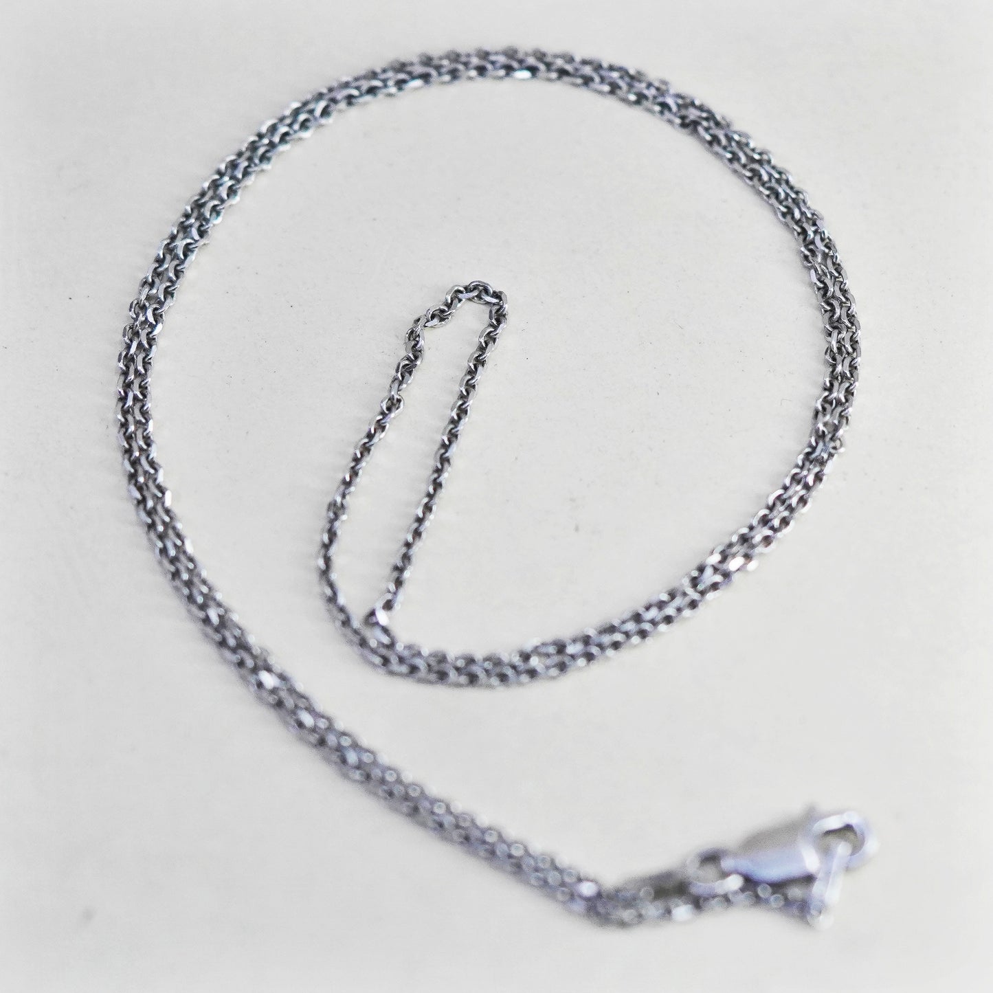 17”, 1mm, Vintage sterling silver flatten circle chain, 925 necklace
