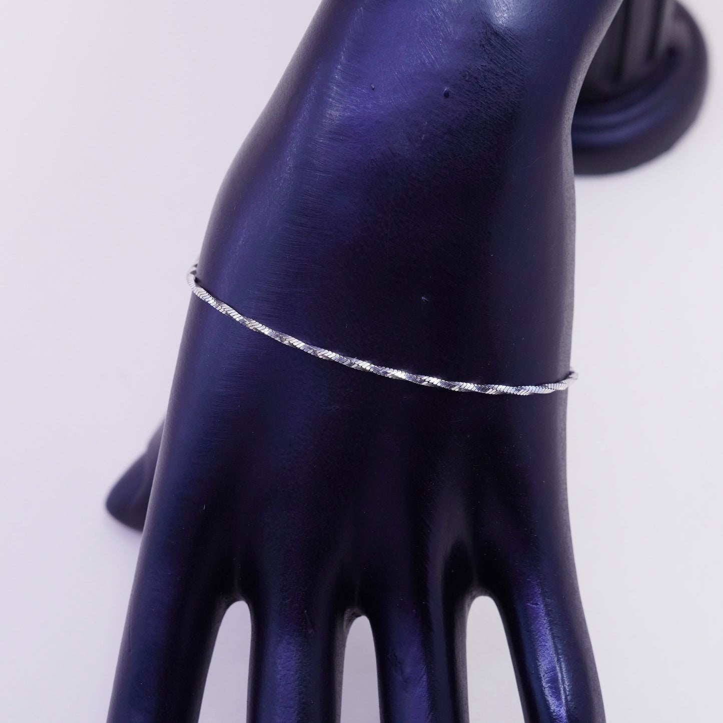 7.25”, 1mm, Vintage sterling silver twisted snake bracelet, 925 chain