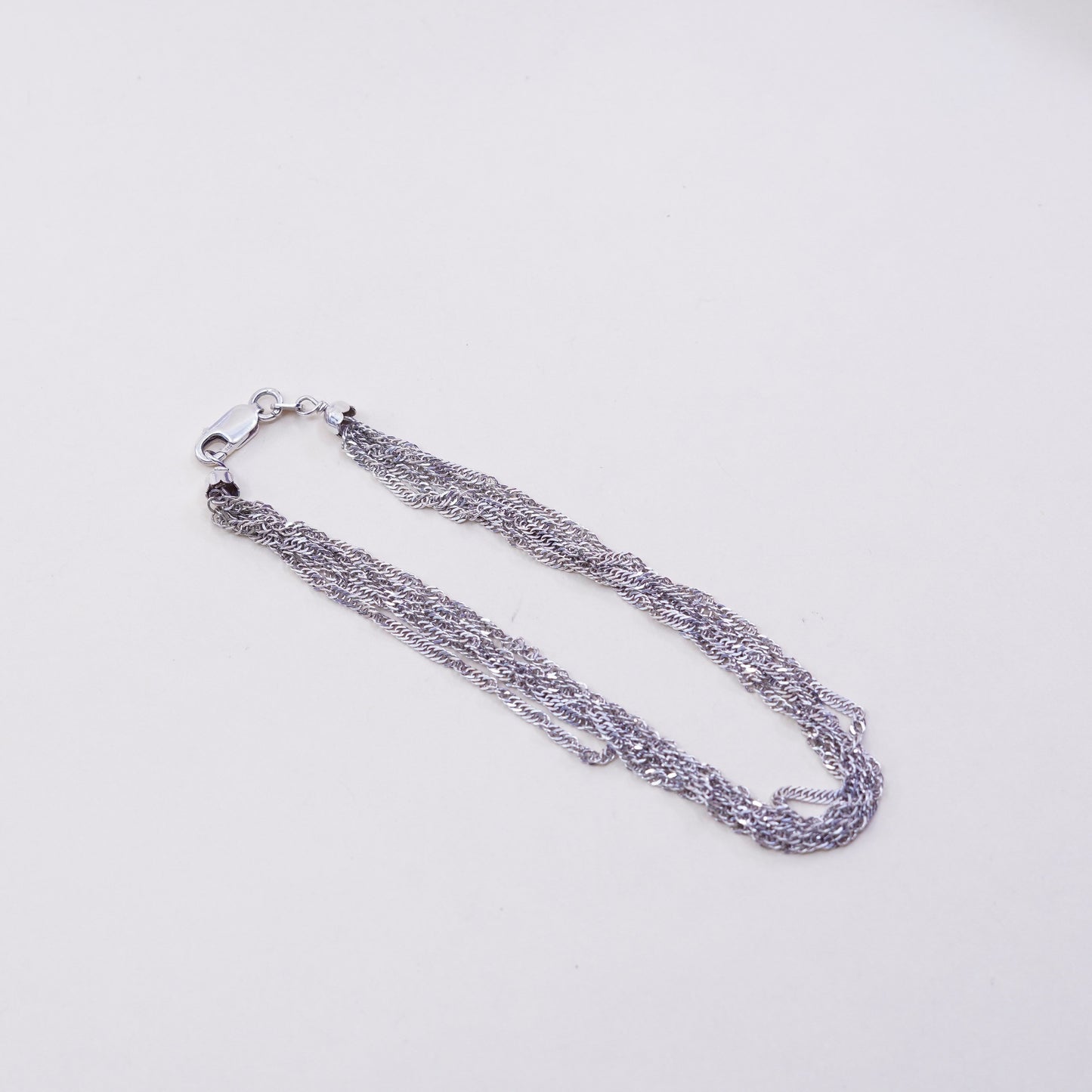 8”, JCM italy multi strands sterling silver bracelet, 925 twisted curb links