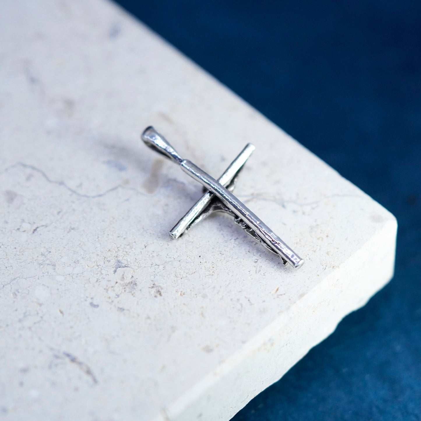 Vintage Sterling silver handmade pendant, 925 Jesus cross