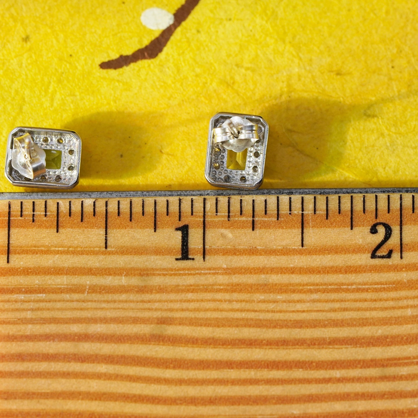 Vintage Sterling silver handmade earrings, 925 studs with blue cz