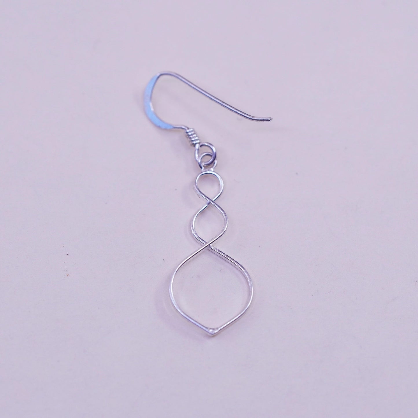 Vintage sterling silver handmade earrings, 925 twisted dangles
