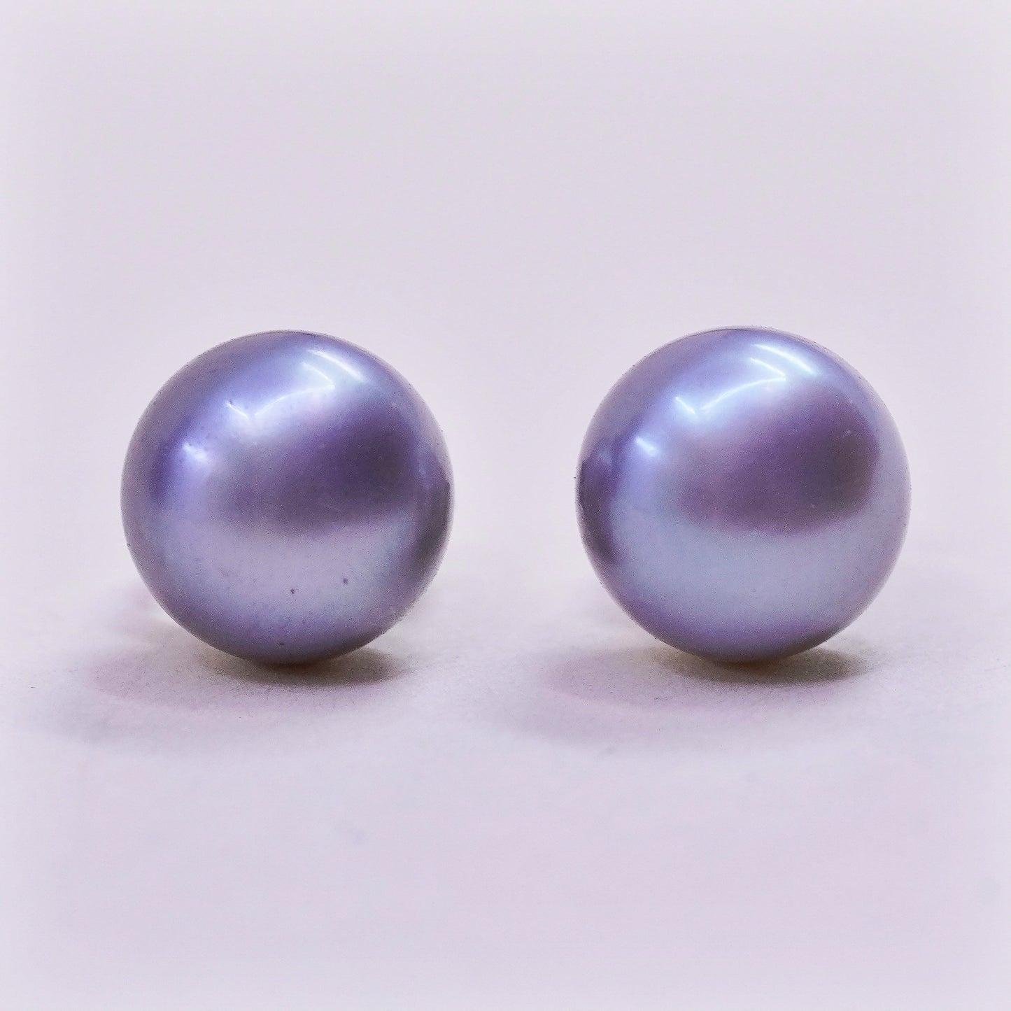 Vintage sterling silver earrings, 925 studs with gray pearl