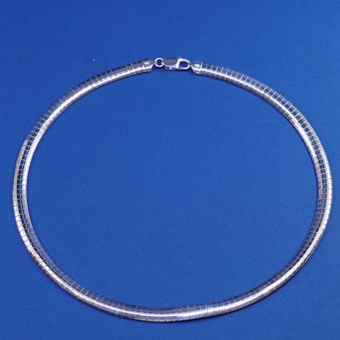 20” 8mm, vtg italy Sterling silver handmade necklace, 925 omega chain