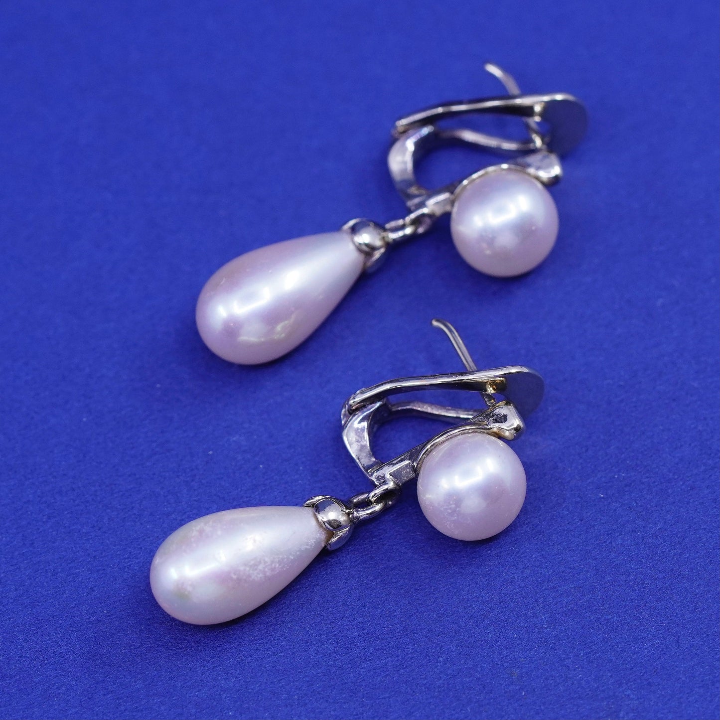 majorica antique vermeil gold over Sterling 925 silver earrings faux pearl